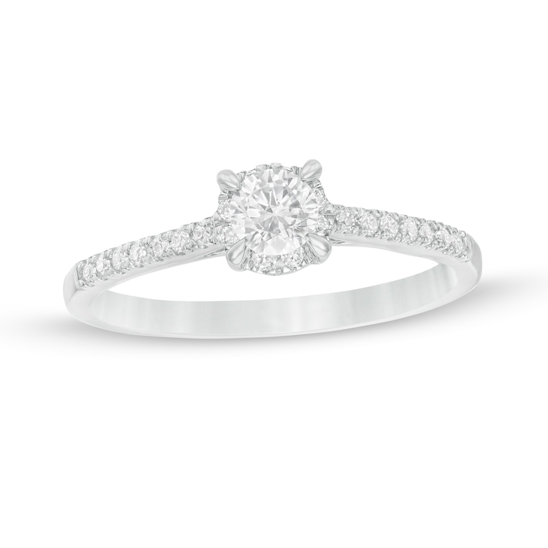 0.37 CT. T.W. Diamond Hidden Frame Engagement Ring in 10K White Gold