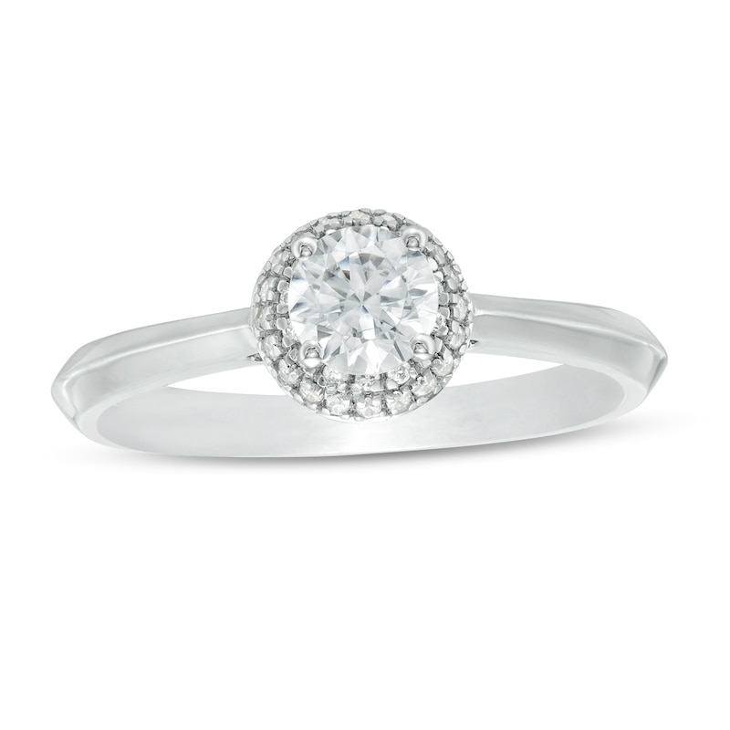 0.45 CT. T.W. Diamond Rounded Frame Engagement Ring in 10K White Gold|Peoples Jewellers