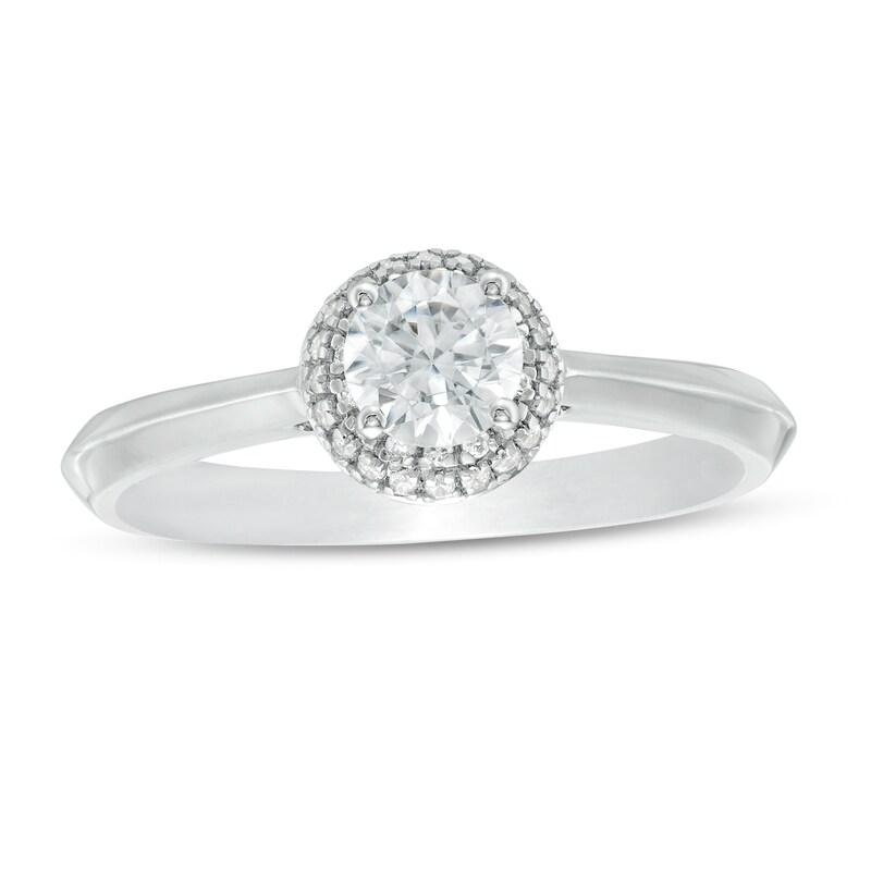 Main Image 1 of 0.45 CT. T.W. Diamond Rounded Frame Engagement Ring in 10K White Gold