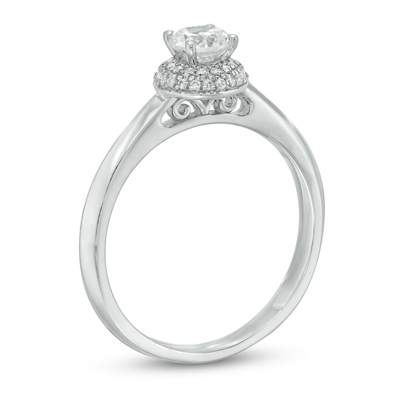 0.45 CT. T.W. Diamond Rounded Frame Engagement Ring in 10K White Gold