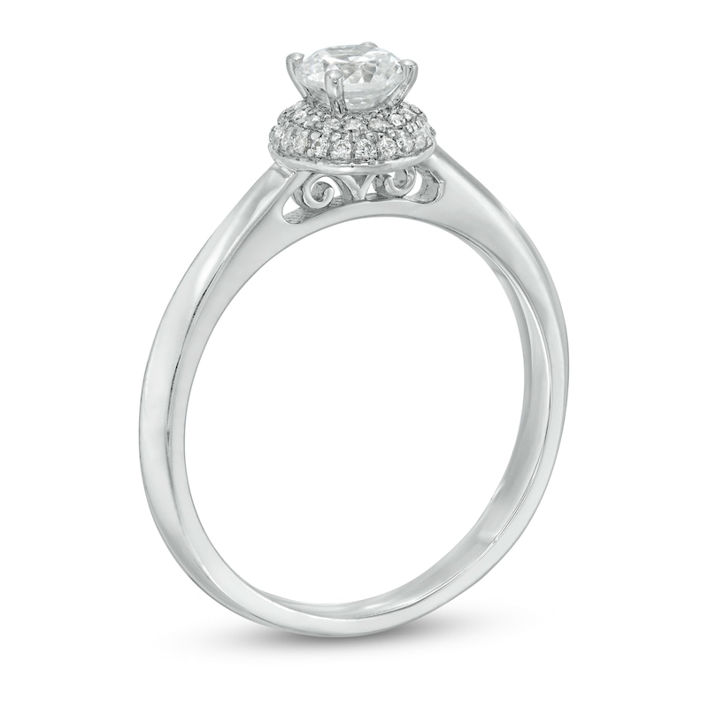 Main Image 3 of 0.45 CT. T.W. Diamond Rounded Frame Engagement Ring in 10K White Gold