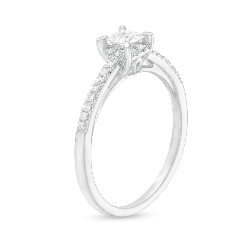 0.37 CT. T.W. Princess-Cut Diamond Hidden Frame Engagement Ring in 10K White Gold