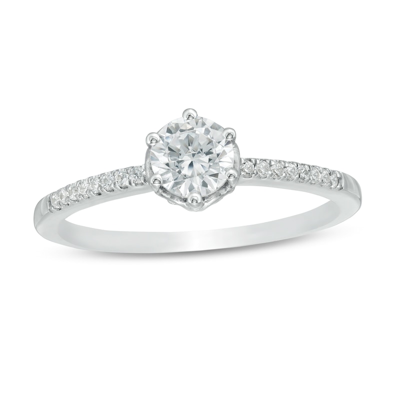 0.45 CT. T.W. Diamond Scalloped Setting Engagement Ring in 10K White Gold