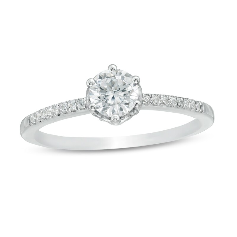 Main Image 1 of 0.45 CT. T.W. Diamond Scalloped Setting Engagement Ring in 10K White Gold