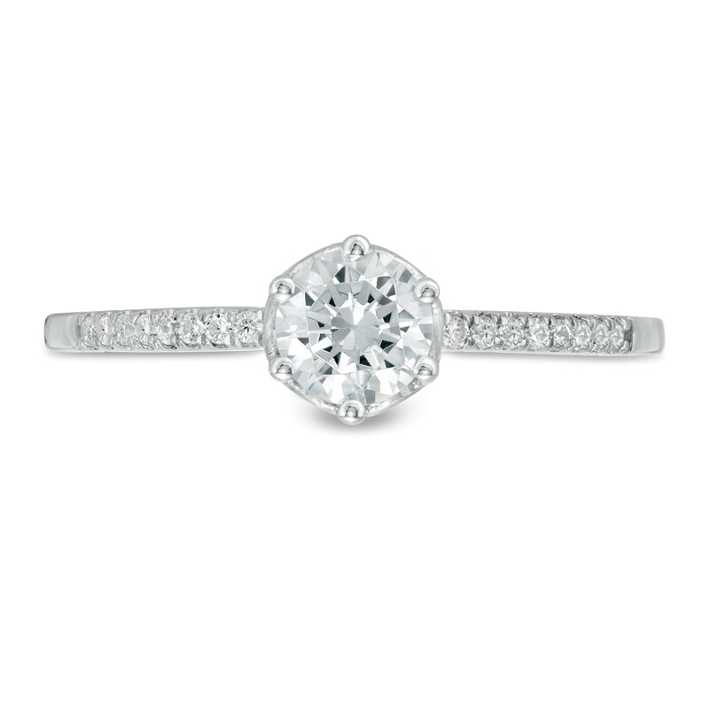 Main Image 4 of 0.45 CT. T.W. Diamond Scalloped Setting Engagement Ring in 10K White Gold