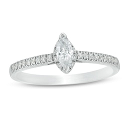 0.37 CT. T.W. Marquise Diamond Hidden Frame Engagement Ring in 10K White Gold