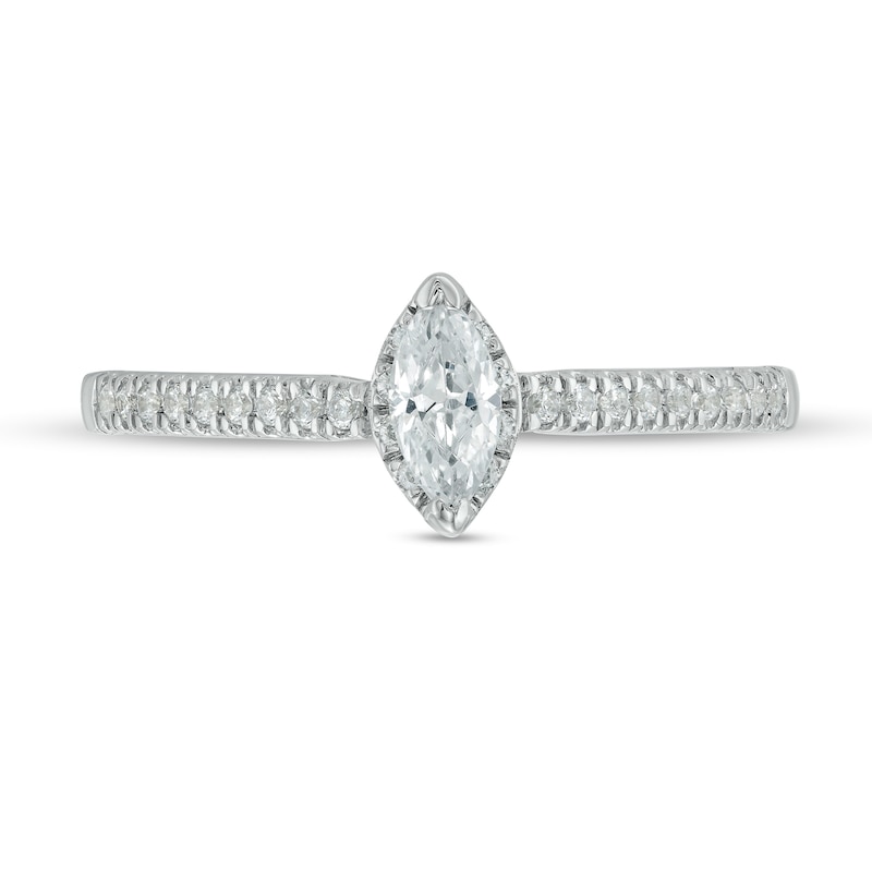 0.37 CT. T.W. Marquise Diamond Hidden Frame Engagement Ring in 10K White Gold
