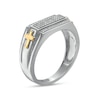 Thumbnail Image 3 of 0.16 CT. T.W. Diamond Multi-Row Rectangle-Top with Cross Side Accent Stepped Edge Ring in 10K Two-Tone Ring