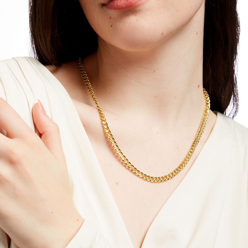 Main Image 2 of 5.7mm Cuban Curb Chain Necklace in Hollow 10K Gold - 20"