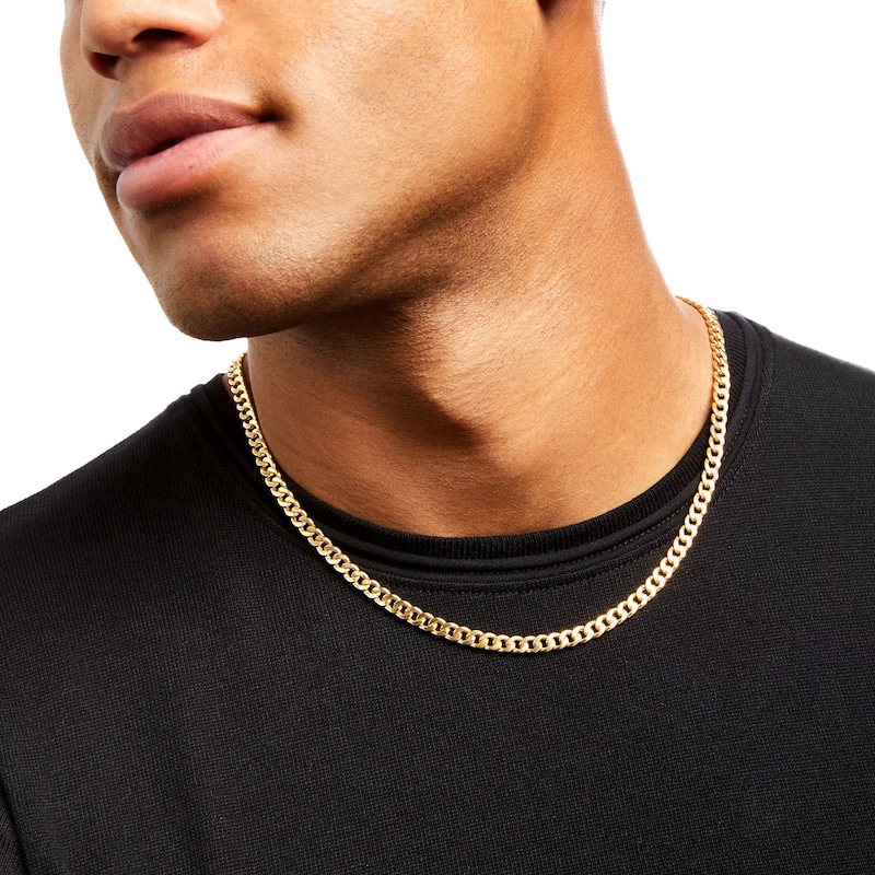 Main Image 3 of 5.7mm Cuban Curb Chain Necklace in Hollow 10K Gold - 20"