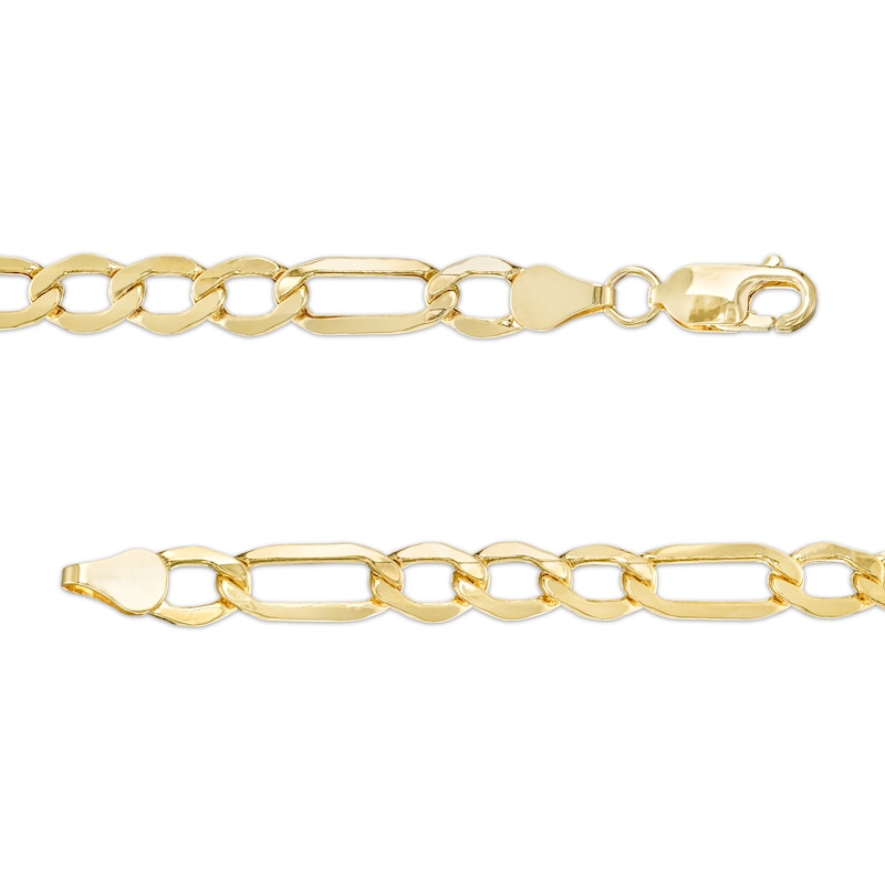 Main Image 3 of 6.5mm Figaro Chain Bracelet in Hollow 10K Gold - 8.5"
