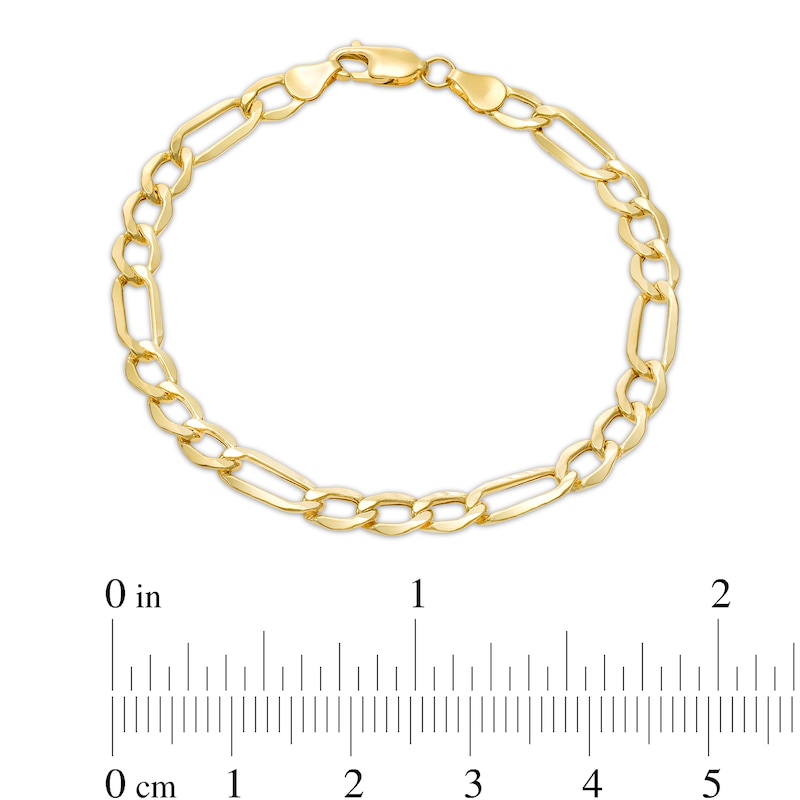 Main Image 4 of 6.5mm Figaro Chain Bracelet in Hollow 10K Gold - 8.5"