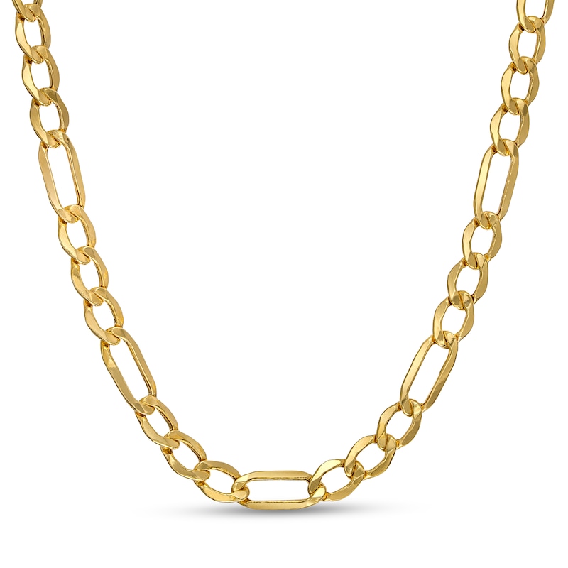 6.5mm Hollow Figaro Chain Necklace in 10K Gold - 22"