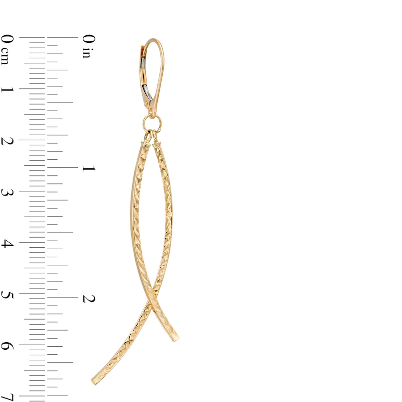 Main Image 3 of Diamond-Cut Curved Crossover Drop Earrings in 10K Gold