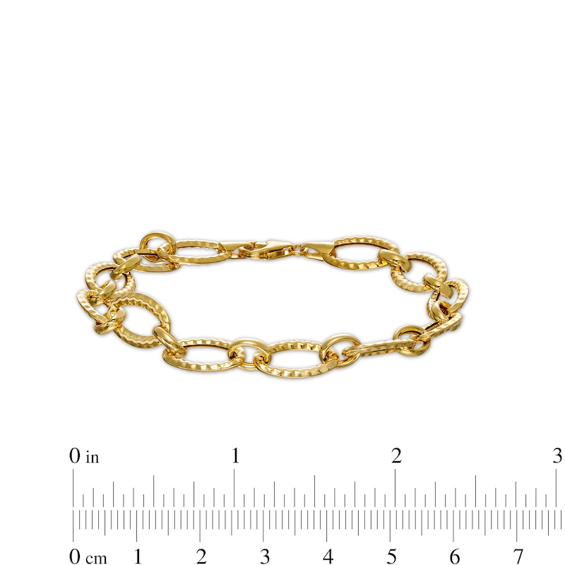 8.75mm Diamond-Cut Oval Link Chain Bracelet in Hollow 10K Gold - 7.5"|Peoples Jewellers