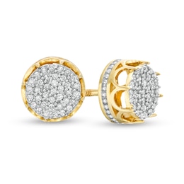 0.13 CT. T.W. Multi-Diamond Frame Crown Stud Earrings in 10K Gold