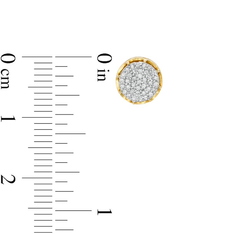 Main Image 2 of 0.13 CT. T.W. Multi-Diamond Frame Crown Stud Earrings in 10K Gold