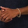 Thumbnail Image 2 of 0.33 CT. T.W. Diamond Open Oval and Bamboo Link Bracelet in 10K Gold - 8.5"