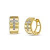 Thumbnail Image 1 of 0.04 CT. T.W. Diamond Cross Huggie Hoop Earrings in 10K Gold