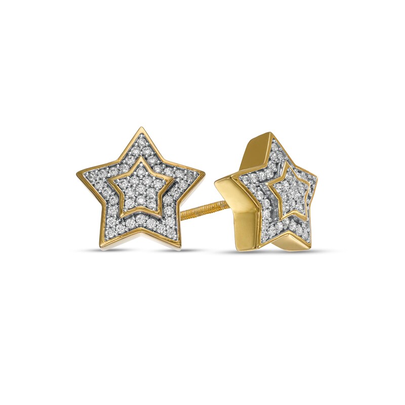 Men's 0.23 CT. T.W. Star Composite Diamond Frame Two-Tier Stud earrings in 10K Gold|Peoples Jewellers