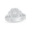 Thumbnail Image 1 of 0.70 CT. T.W. Emerald-Cut Diamond Vintage-Style Bridal Set in 14K White Gold