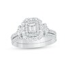 Thumbnail Image 0 of 0.70 CT. T.W. Emerald-Cut Diamond Vintage-Style Bridal Set in 14K White Gold