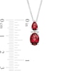 Oval and Pear-Shaped Garnet with Lab-Created White Sapphire Duo Pendant in Sterling Silver