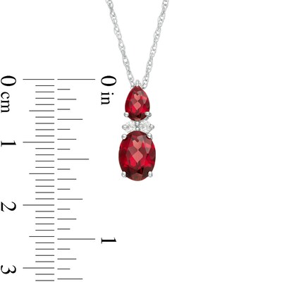 Oval and Pear-Shaped Garnet with Lab-Created White Sapphire Duo Pendant in Sterling Silver
