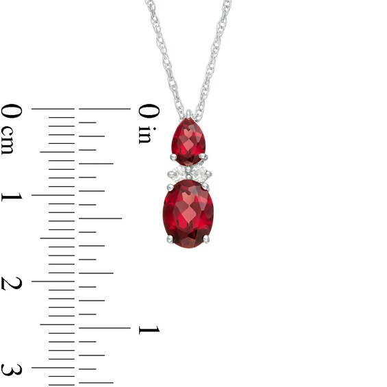 Oval and Pear-Shaped Garnet with Lab-Created White Sapphire Duo Pendant in Sterling Silver