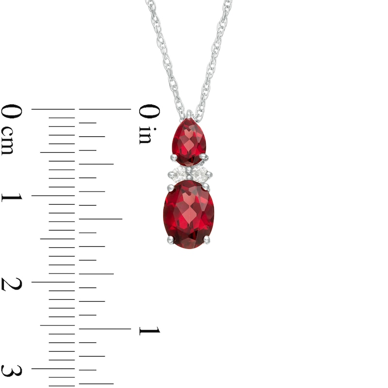 Oval and Pear-Shaped Garnet with Lab-Created White Sapphire Duo Pendant in Sterling Silver