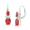 Thumbnail Image 0 of Oval and Pear-Shaped Garnet with Lab-Created White Sapphire Duo Drop Earrings in Sterling Silver