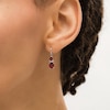 Thumbnail Image 1 of Oval and Pear-Shaped Garnet with Lab-Created White Sapphire Duo Drop Earrings in Sterling Silver