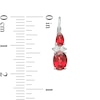 Oval and Pear-Shaped Garnet with Lab-Created White Sapphire Duo Drop Earrings in Sterling Silver