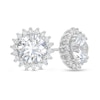 Thumbnail Image 0 of 8.0mm Lab-Created White Sapphire Sunburst Frame Stud Earrings in Sterling Silver