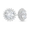 Thumbnail Image 1 of 8.0mm Lab-Created White Sapphire Sunburst Frame Stud Earrings in Sterling Silver
