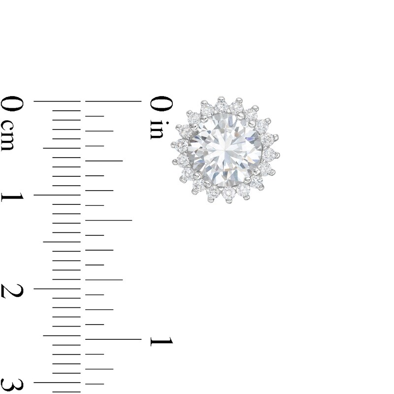 Main Image 3 of 8.0mm Lab-Created White Sapphire Sunburst Frame Stud Earrings in Sterling Silver