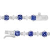 Thumbnail Image 2 of Graduating Cushion-Cut Lab-Created Blue and White Sapphire Link Alternating Line Bracelet in Sterling Silver - 7.25"