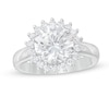 Thumbnail Image 0 of 9.0mm Lab-Created White Sapphire Sunburst Frame Ring in Sterling Silver