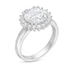 Thumbnail Image 2 of 9.0mm Lab-Created White Sapphire Sunburst Frame Ring in Sterling Silver