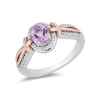 Thumbnail Image 0 of Enchanted Disney Rapunzel Oval Amethyst and 0.145 CT. T.W. Diamond Ring in Sterling Silver and 10K Rose Gold