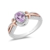 Thumbnail Image 1 of Enchanted Disney Rapunzel Oval Amethyst and 0.145 CT. T.W. Diamond Ring in Sterling Silver and 10K Rose Gold