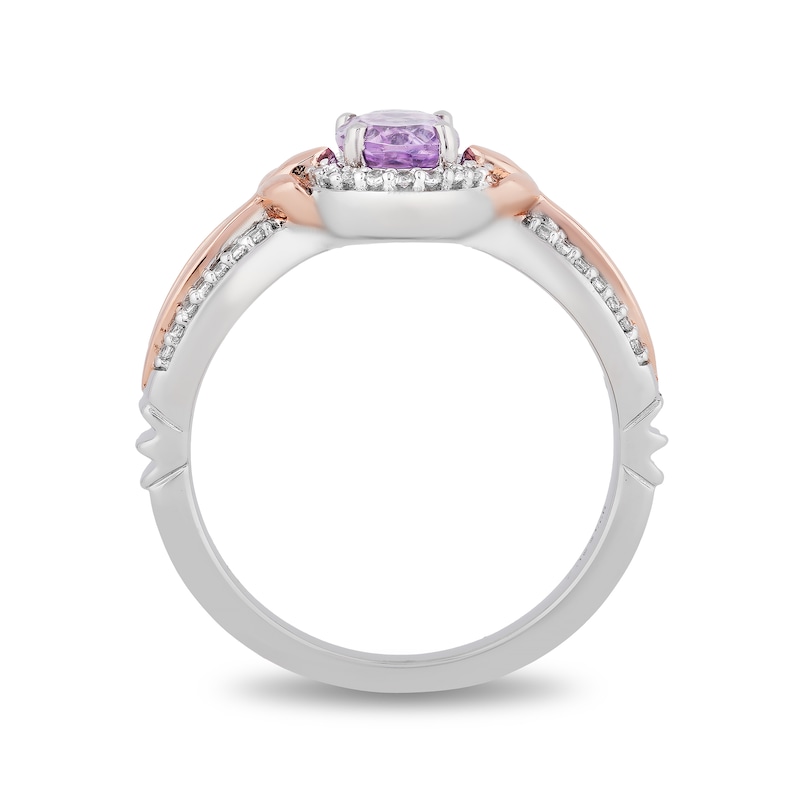 Enchanted Disney Rapunzel Oval Amethyst and 0.145 CT. T.W. Diamond Ring in Sterling Silver and 10K Rose Gold