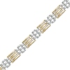 Thumbnail Image 0 of Men's 0.50 CT. T.W. Diamond Triple Row and Brick Pattern Link Bracelet in Sterling Silver and 14K Gold Plate - 8.5"
