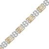Thumbnail Image 1 of Men's 0.50 CT. T.W. Diamond Triple Row and Brick Pattern Link Bracelet in Sterling Silver and 14K Gold Plate - 8.5"
