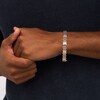 Thumbnail Image 1 of Men's 0.50 CT. T.W. Diamond Triple Row and Brick Pattern Link Bracelet in Sterling Silver and 14K Gold Plate - 8.5"