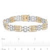 Thumbnail Image 3 of Men's 0.50 CT. T.W. Diamond Triple Row and Brick Pattern Link Bracelet in Sterling Silver and 14K Gold Plate - 8.5"