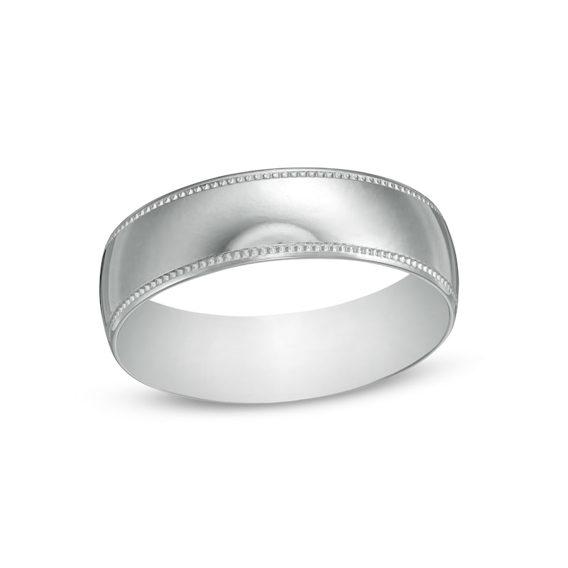Men's 6.0mm Coin Edge Wedding Band in 14K White Gold|Peoples Jewellers