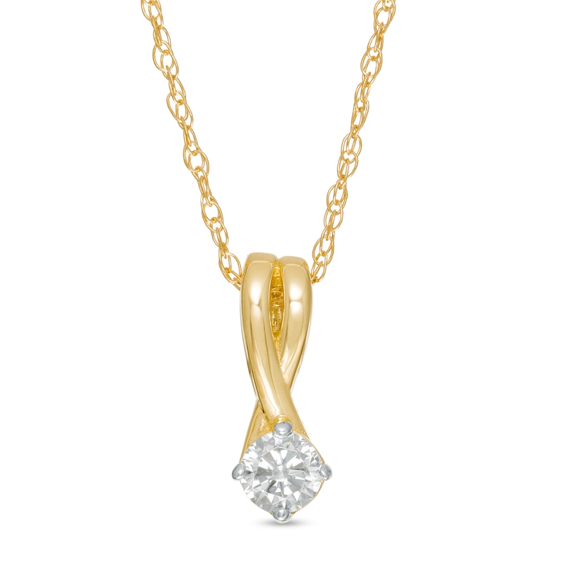 0.18 CT. Diamond Solitaire Swirl Pendant in 14K Gold (I/I2)|Peoples Jewellers