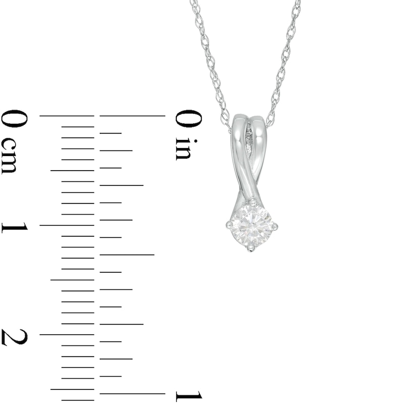 Main Image 3 of 0.18 CT. Diamond Solitaire Swirl Pendant in 14K White Gold (I/I2)