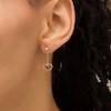 Thumbnail Image 2 of Ruby and 1/10 CT. T.W. Diamond Beaded Heart Outline Chain Drop Earrings in 10K Gold